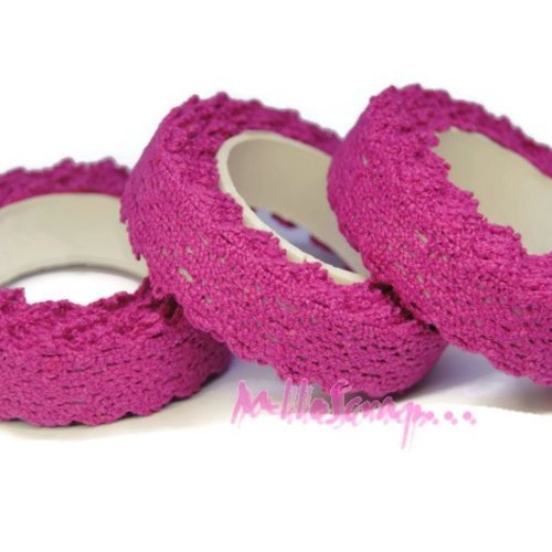 Rouleau de 2,5 m masking tape dentelle tissu rose foncé décoration scrapbooking carterie diy