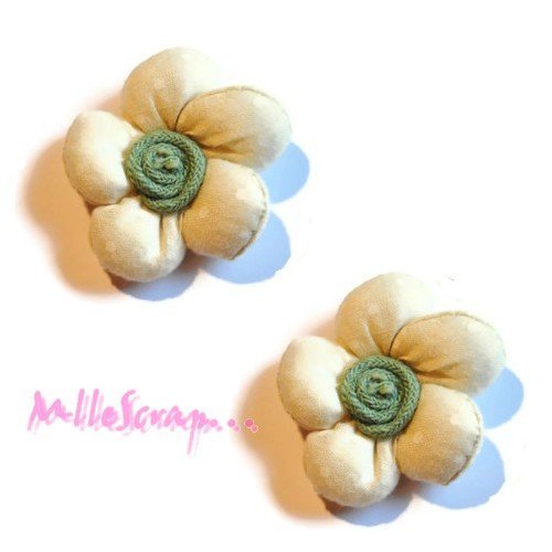 Appliques fleurs tissu embellissement scrapbooking carterie bijoux diy - 2 pièces