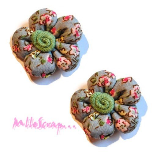 Appliques fleurs tissu embellissement scrapbooking carterie bijoux diy - 2 pièces