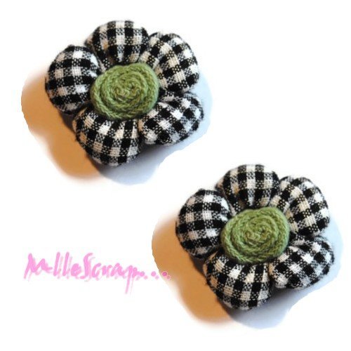 Appliques fleurs tissu embellissement scrapbooking carterie bijoux diy - 2 pièces