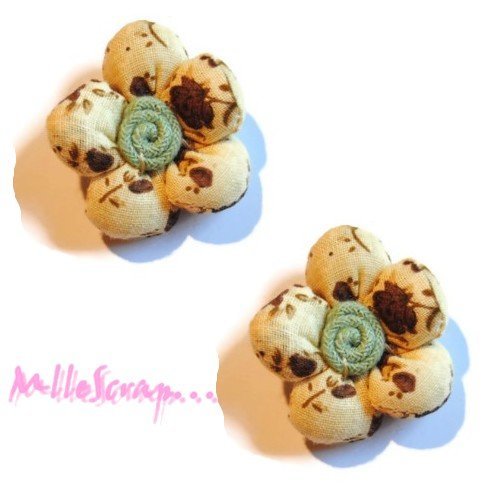 Appliques fleurs tissu embellissement scrapbooking carterie bijoux diy - 2 pièces