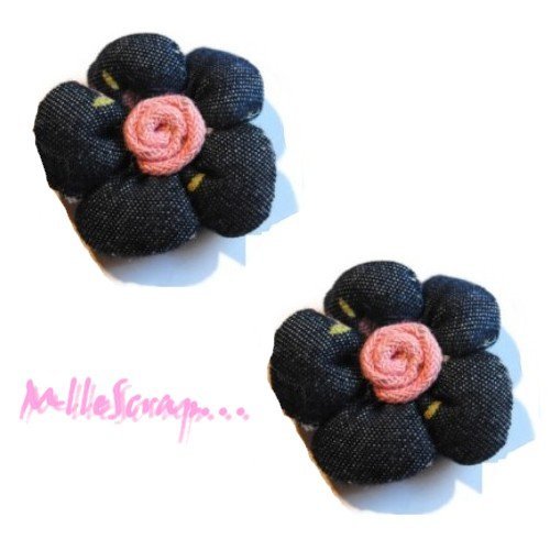 Appliques fleurs tissu embellissement scrapbooking carterie bijoux diy - 2 pièces