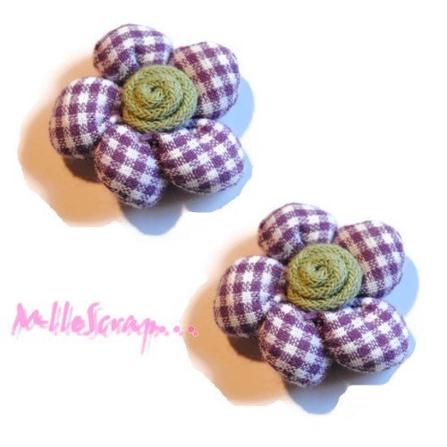 Appliques fleurs tissu embellissement scrapbooking carterie bijoux diy - 2 pièces