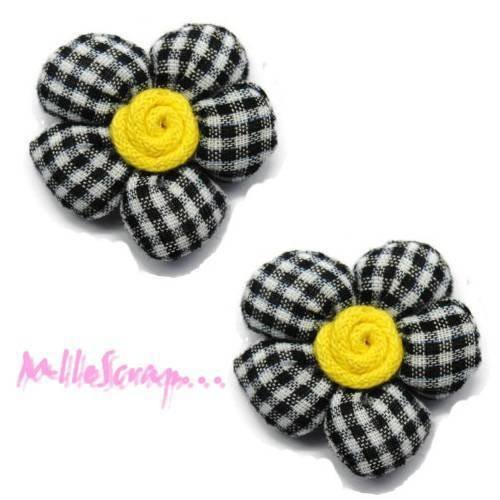 Appliques fleurs tissu embellissement scrapbooking carterie bijoux diy - 2 pièces