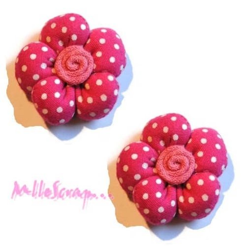 Appliques fleurs tissu embellissement scrapbooking carterie bijoux diy - 2 pièces