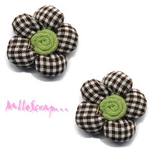 Appliques fleurs tissu embellissement scrapbooking carterie bijoux diy - 2 pièces