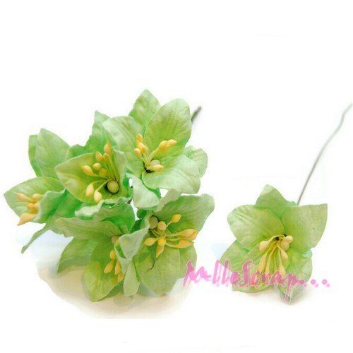 Fleurs lily  papier avec tige embellissement scrapbooking carterie diy - 5 pièces