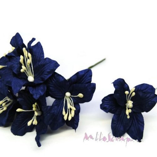 Fleurs lily papier avec tige embellissement scrapbooking carterie diy - 5 pièces