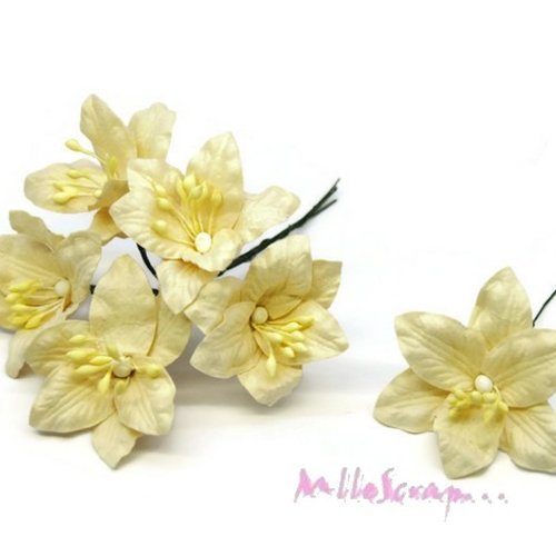Fleurs lily papier avec tige embellissement scrapbooking carterie diy - 5 pièces