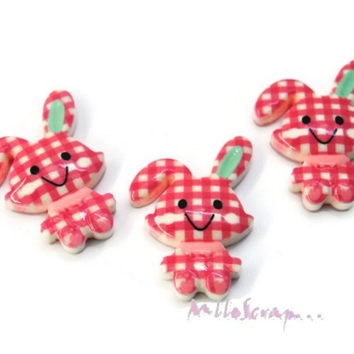Cabochons lapins rose foncé résine embellissement scrapbooking carterie bijoux diy - 3 pièces