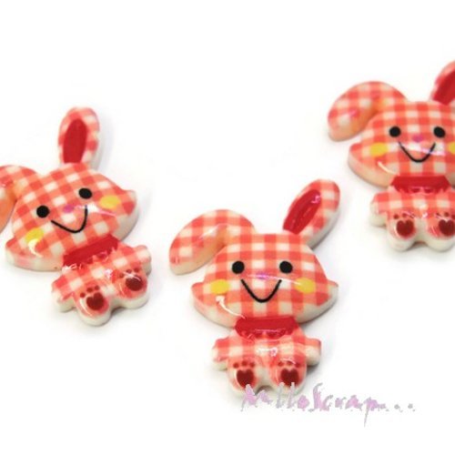 Cabochons lapins rouge résine embellissement scrapbooking carterie bijoux diy - 3 pièces