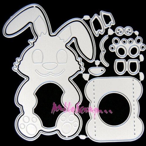 Die cut, matrice de découpe lapin de pâques scrapbooking carterie diy - 8 pièces