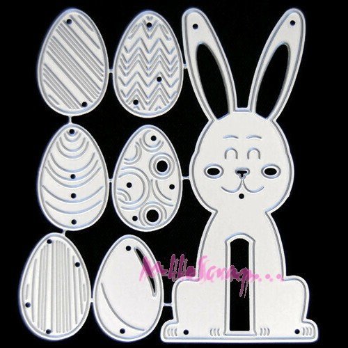 Die cut, matrice de découpe lapin de pâques scrapbooking carterie diy - 7 pièces