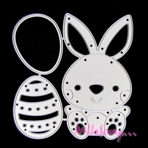 Die cut, matrice de découpe lapin et oeufs de pâques scrapbooking carterie diy - 3 pièces