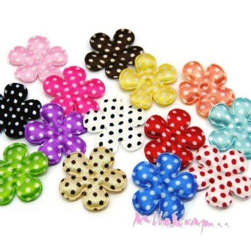 Appliques fleurs à motifs tissu embellissement scrapbooking, carte, couture diy - 14 pièces