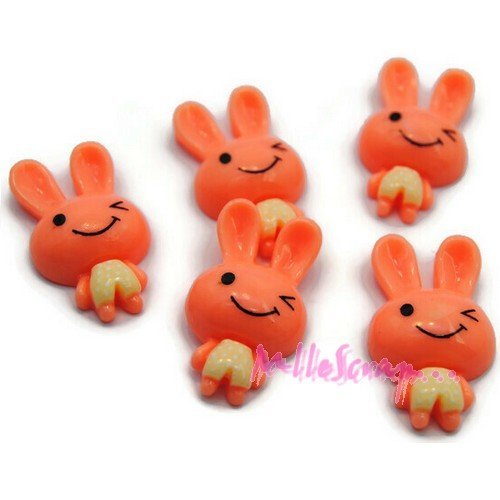Cabochons lapins résine scrapbooking carterie bijoux diy - 5 pièces