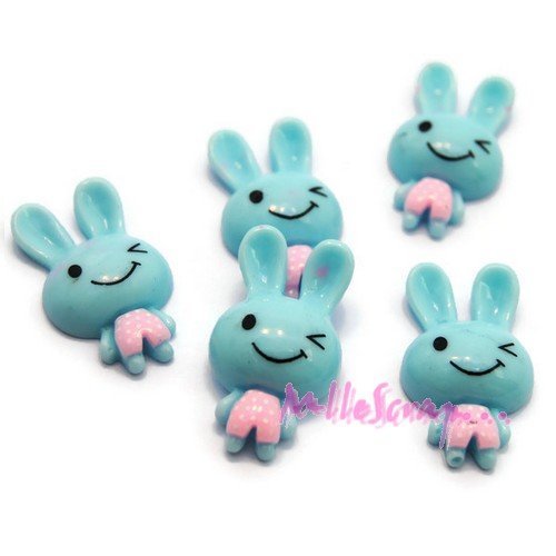 Cabochons lapins résine scrapbooking carterie bijoux diy - 5 pièces
