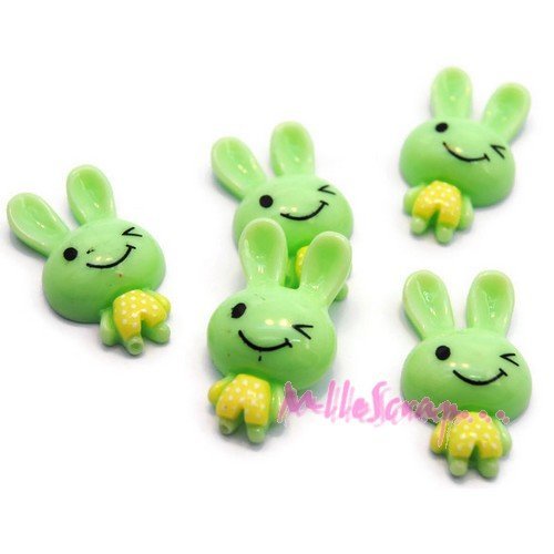 Cabochons lapins résine scrapbooking carterie bijoux diy - 5 pièces