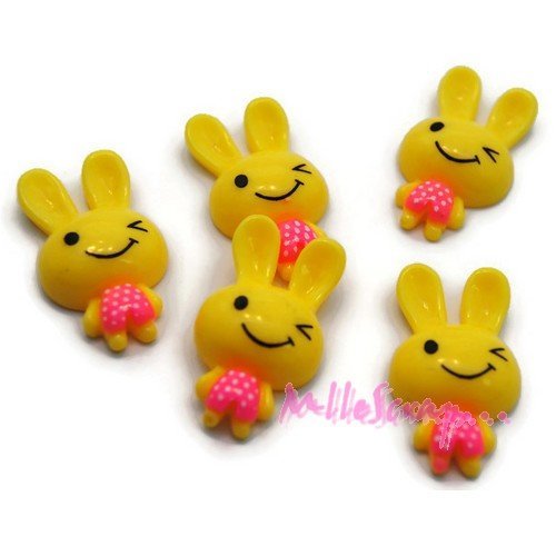 Cabochons lapins résine scrapbooking carterie bijoux diy - 5 pièces