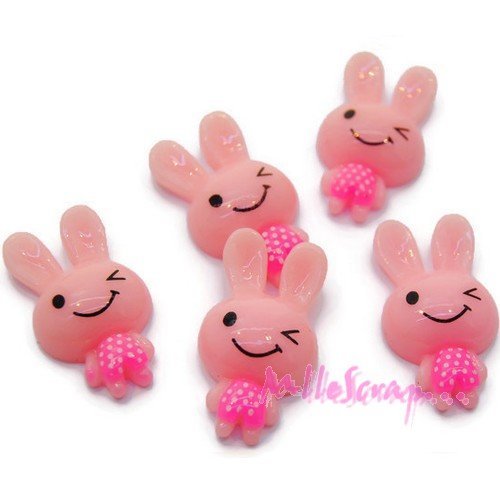 Cabochons lapins résine scrapbooking carterie bijoux diy - 5 pièces