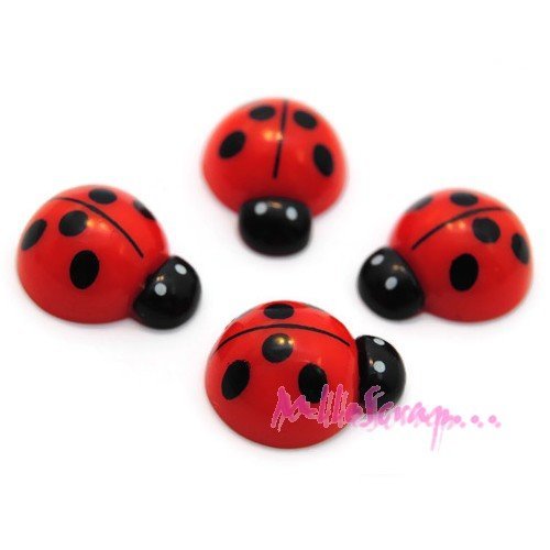 Coccinelles rouge cabochons résine embellissement scrapbooking carte bijoux diy - 4 pièces