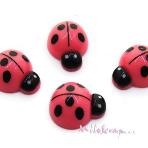 Coccinelles rose cabochons résine embellissement scrapbooking carte bijoux diy - 4 pièces