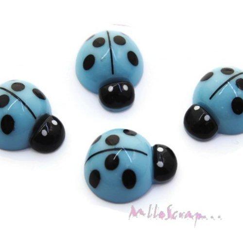 Coccinelles bleu cabochons résine embellissement scrapbooking carte bijoux diy - 4 pièces