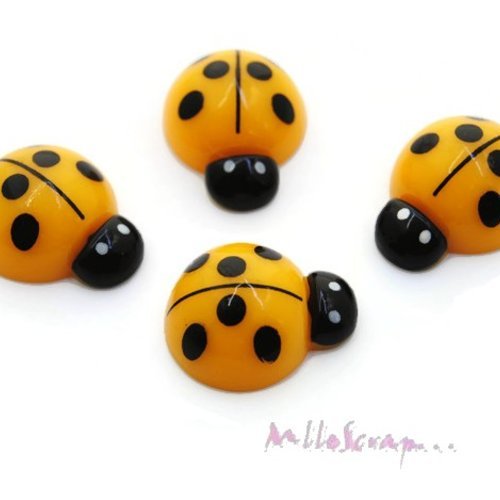 Coccinelles jaune cabochons résine embellissement scrapbooking carte bijoux diy - 4 pièces