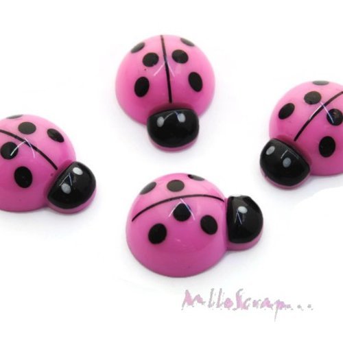 Coccinelles violet cabochons résine embellissement scrapbooking carte bijoux diy - 4 pièces