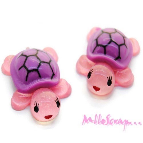 Tortues cabochons résine embellissement scrapbooking carterie bijoux diy - 2 pièces