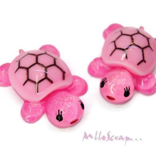 Tortues cabochons résine embellissement scrapbooking carterie bijoux diy - 2 pièces