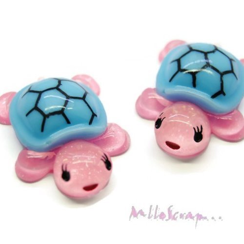 Tortues cabochons résine embellissement scrapbooking carterie bijoux diy - 2 pièces