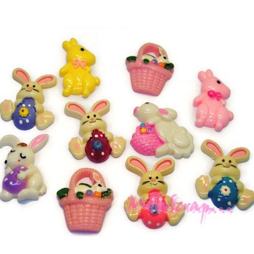 Décorations spéciales pâques cabochons résine embellissements scrapbooking bijoux diy - 10 pièces