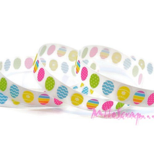 Ruban imprimé pâques gros grain embellissement scrapbooking carterie couture bijoux diy - 1 mètre