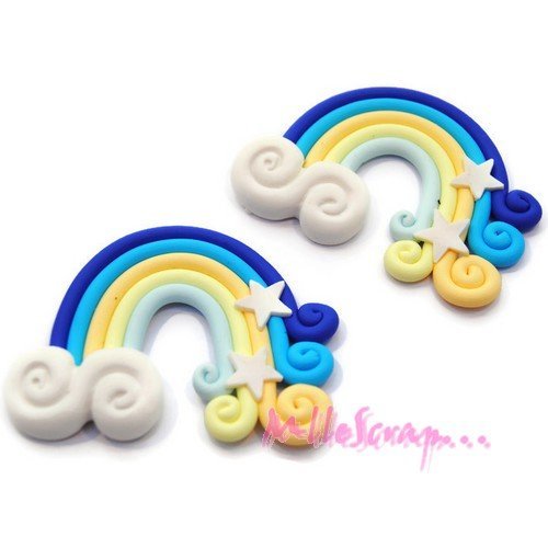Arcs en ciel pâte polymère embellissement scrapbooking carterie bijoux diy - 2 pièces