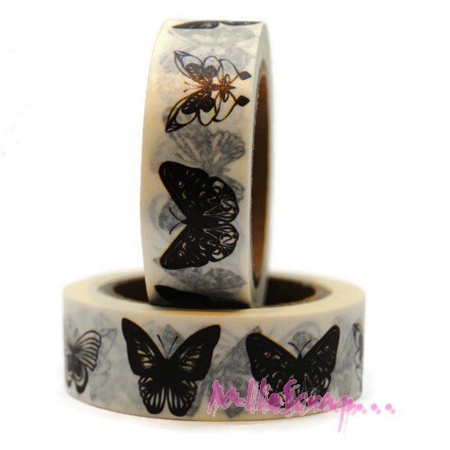 Masking tape papillons papier autocollant embellissement scrapbooking carterie journaling diy - 10 mètres