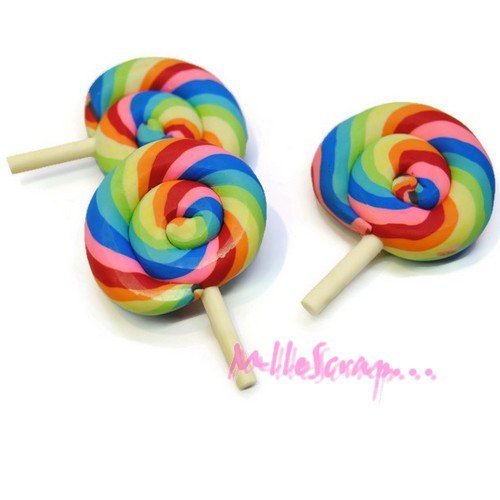 Sucettes pâte polymère embellissement scrapbooking carterie bijoux diy - 3 pièces