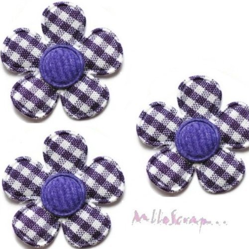 Fleurs tissu vichy vert appliques embellissement scrapbooking carterie couture diy - 5 pièces