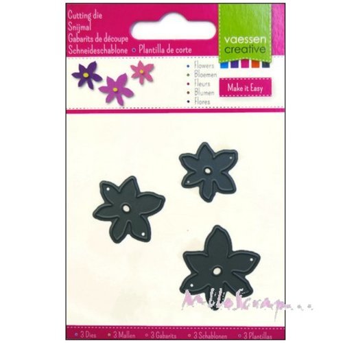 Die cut ou gabarits de découpe petites fleurs scrapbooking carterie réf.3624-009 diy - 3 pièces