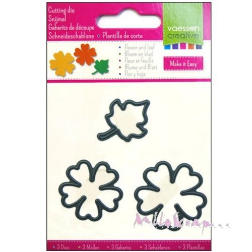Dies cut ou gabarit de découpe fleurs, feuilles scrapbooking carterie diy - 3 pièces