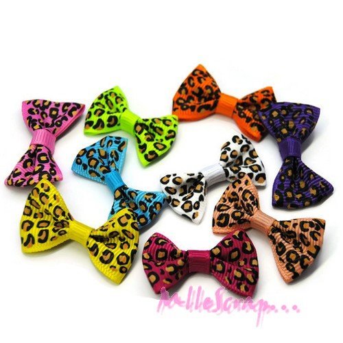 Noeuds léopard appliques tissu multicolore embellissement scrapbooking carterie bijoux diy - 9 pièces