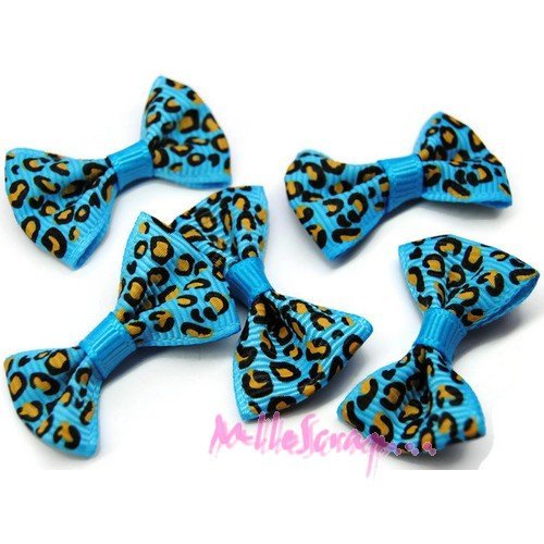 Noeuds léopard appliques tissu embellissement scrapbooking carterie bijoux diy - 5 pièces