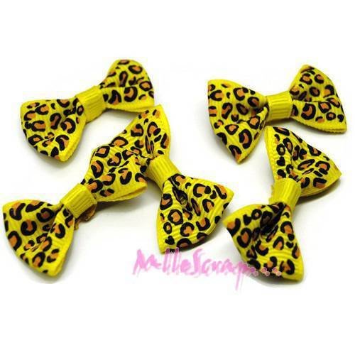 Noeuds léopard appliques tissu embellissement scrapbooking carterie bijoux diy - 5 pièces
