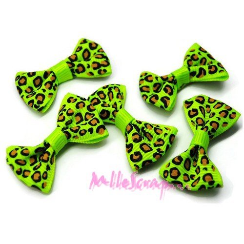 Noeuds léopard appliques tissu embellissement scrapbooking carterie bijoux diy - 5 pièces