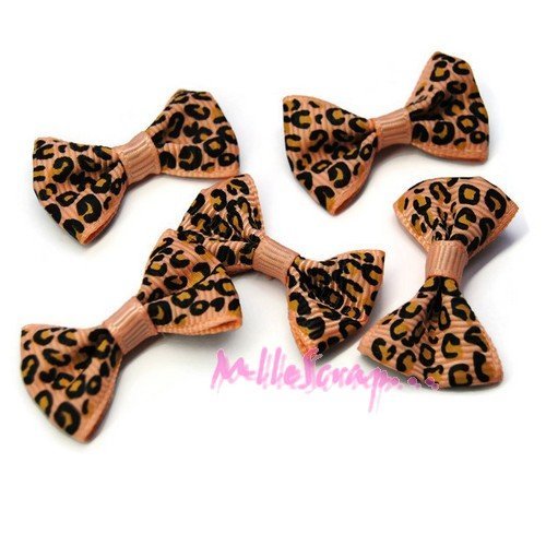 Noeuds léopard appliques tissu embellissement scrapbooking carterie bijoux diy - 5 pièces