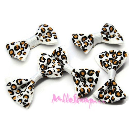 Noeuds léopard appliques tissu embellissement scrapbooking carterie bijoux diy - 5 pièces