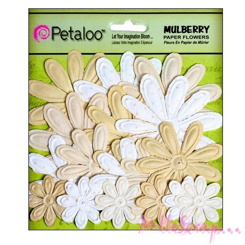 Fleurs papier vanille petaloo embellissement scrapbooking carterie journaling diy - 18 pièces