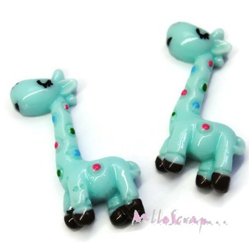 Girafes multicolore cabochons résine embellissement scrapbooking carte bijoux diy - 2 pièces