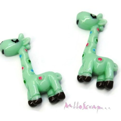 Girafes multicolore cabochons résine embellissement scrapbooking carte bijoux diy - 2 pièces