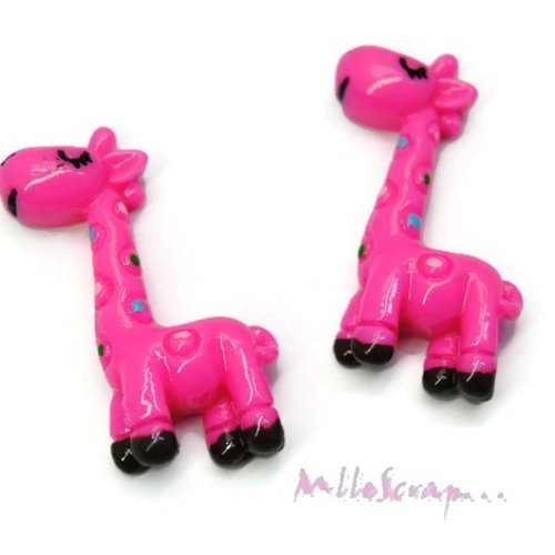 Girafes multicolore cabochons résine embellissement scrapbooking carte bijoux diy - 2 pièces